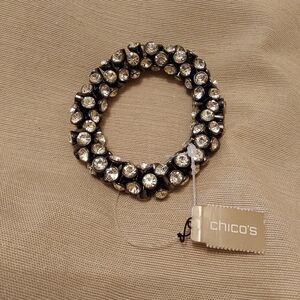 Chico's Silver Rhinestone Stretch Bracelet